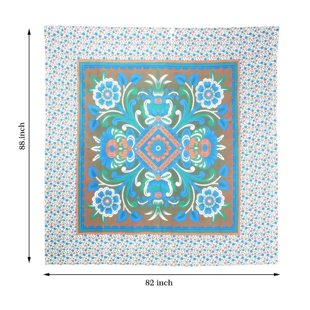 Oussum Cotton Multicolor Floral Print Wall Décor Bohemian Tapestries for Bedroom
